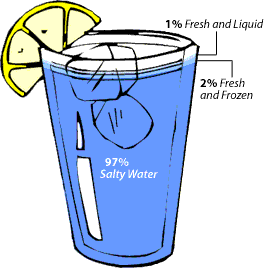Image of a glass with three different types of water in it.  Please have someone assist you with this.